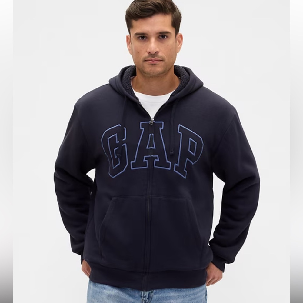 Relaxed Gap Logo Sherpa-Lined Zip Hoodie